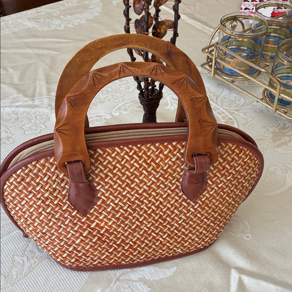 Brown Woven Handbag